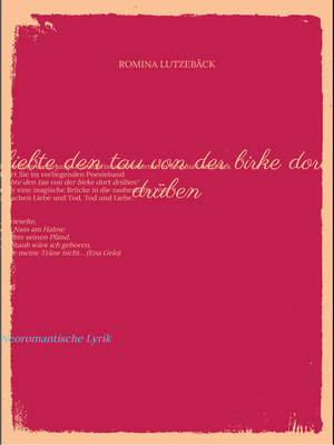cover image of liebte den tau von der birke dort drüben